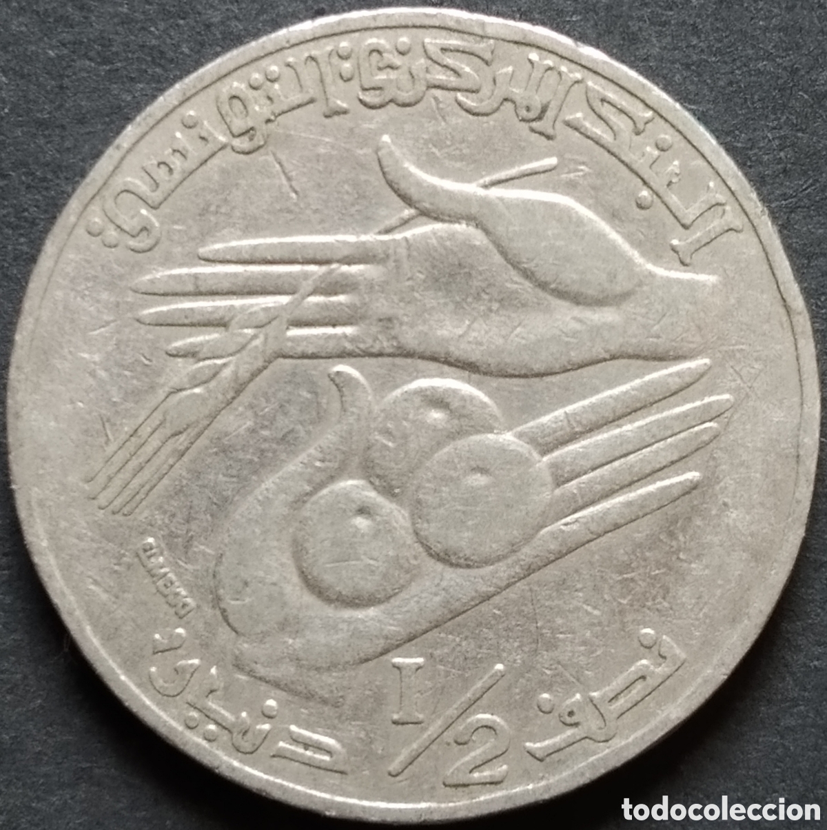 Monedas antiguas de &Aacute;frica: MONEDA - T&Uacute;NEZ &frac12; DINAR 1996