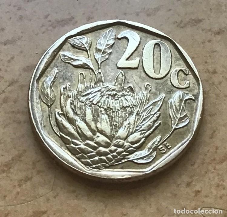 Monedas antiguas de &Aacute;frica: 20 centavos de Sud&aacute;frica. A&ntilde;o 1992