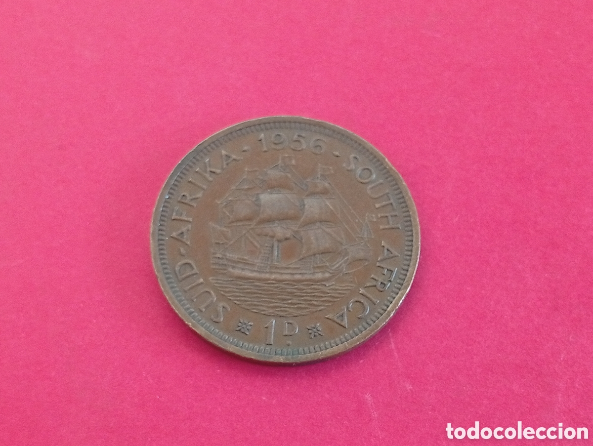 Monedas antiguas de &Aacute;frica: 1 penique de Sud&aacute;frica 1956