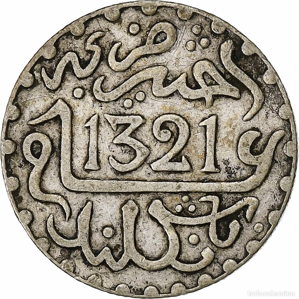 Monedas antiguas de &Aacute;frica: [#133341] Marruecos, Abdelaziz, 1/2 Dirham, AH 1321 (1903), London, Plata, BC+