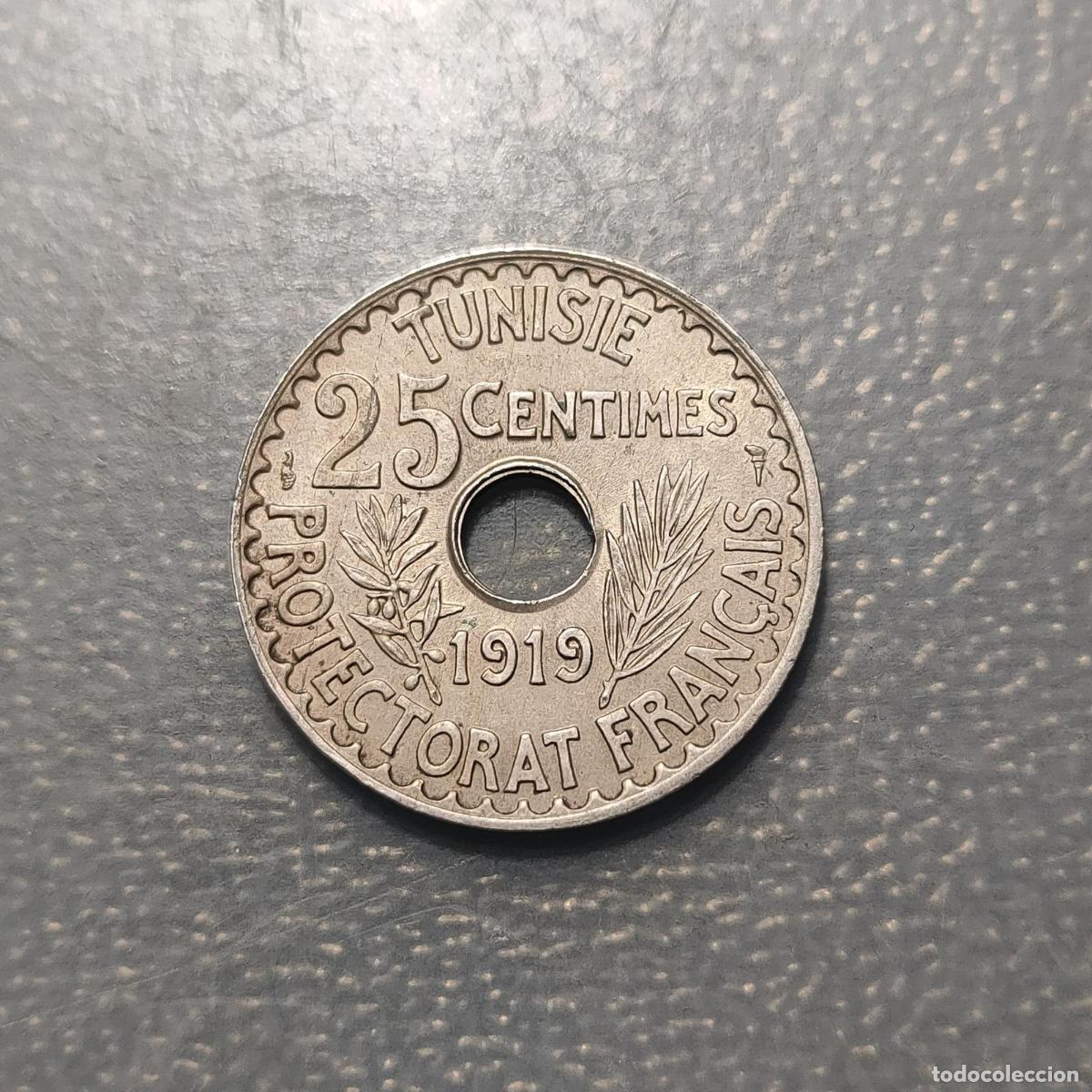 Monedas antiguas de &Aacute;frica: TUNEZ TUNISIA 25 CENTIMES 1919 EBC/EBC+