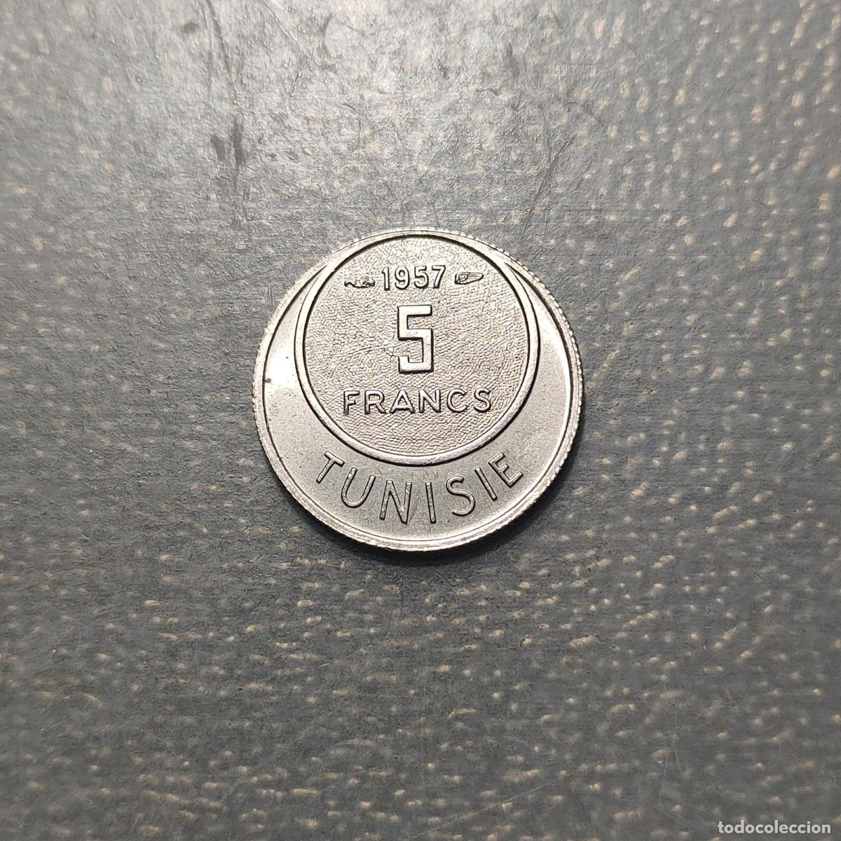 Monedas antiguas de &Aacute;frica: TUNEZ TUNISIA 5 FRANCS 5 FRANCOS 1957 SC UNC