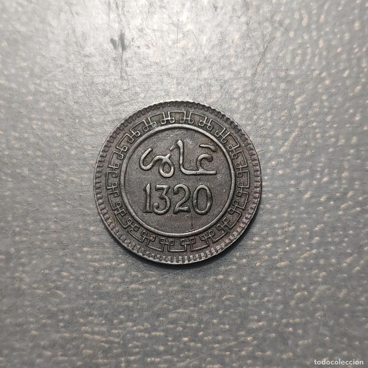 Monedas antiguas de &Aacute;frica: MARRUECOS MOROCCO 2 MAZUNAS AH 1320 (1903) CECA BIRMINGHAM