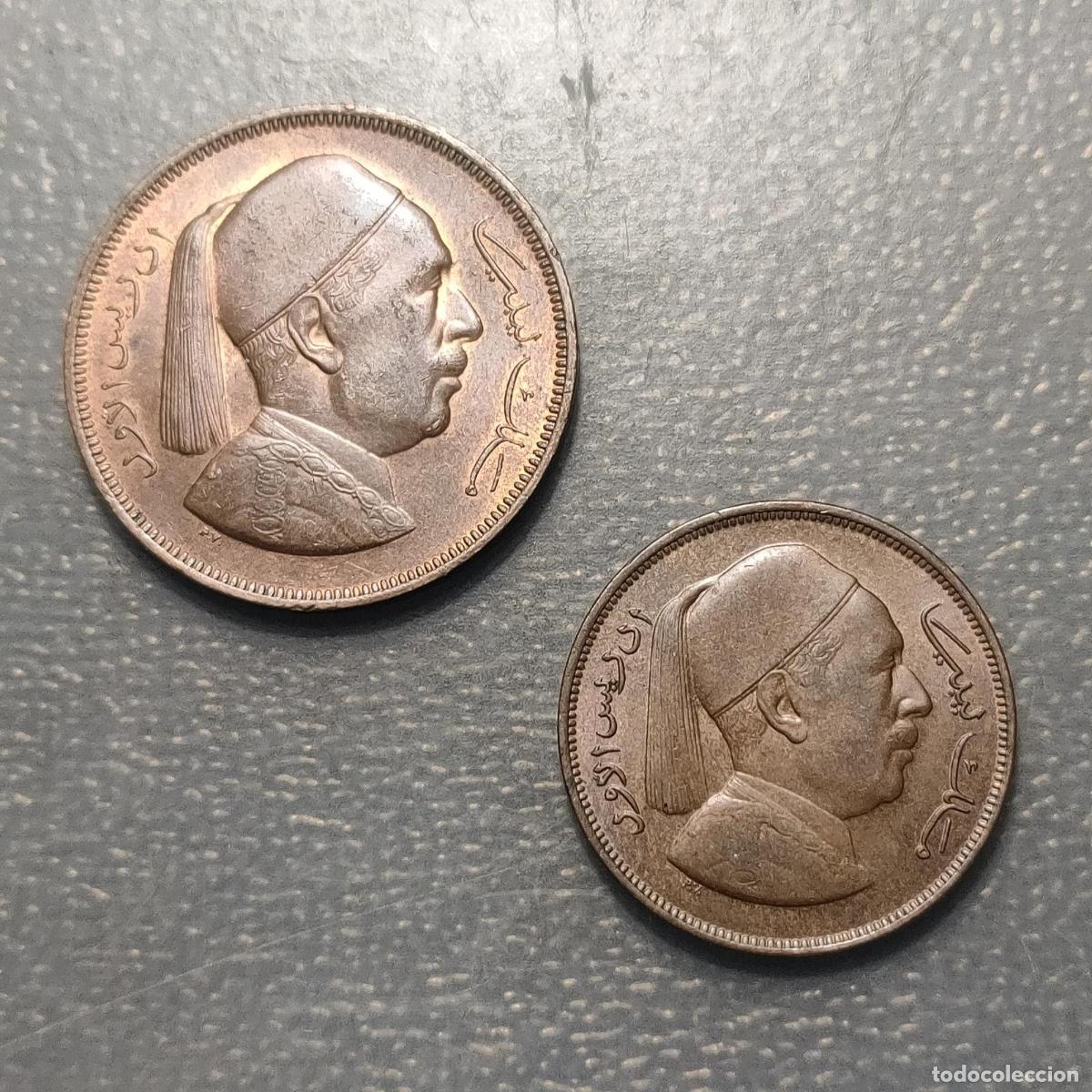 Monedas antiguas de &Aacute;frica: LIBIA LIBYA LOTE DE 2 MONEDAS 5 MILLIEMES 1952 2 MILLIEMES 1952 EBC+
