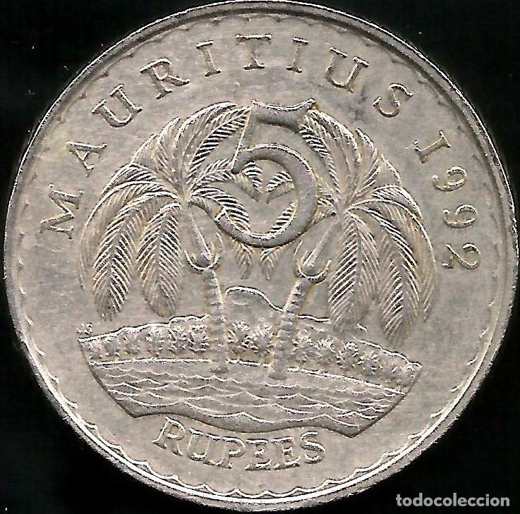 Monedas antiguas de &Aacute;frica: MAURICIO 1992 - 5 RUPEES - KM 56 - CIRCULADA