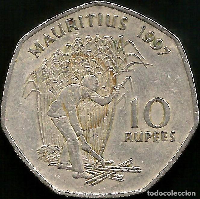 Monedas antiguas de &Aacute;frica: MAURICIO 1997 - 10 RUPEES - KM 61 - CIRCULADA
