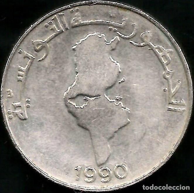 Monedas antiguas de &Aacute;frica: TUNEZ 1990 - F.A.O. - 1 DINAR - KM 319 - CIRCULADA
