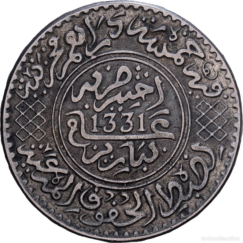 Monedas antiguas de &Aacute;frica: [#1167651] Marruecos, Yusuf, 1/2 Rial, 5 Dirhams, AH 1331/1913, bi-Bariz, Plata, BC+, KM:32