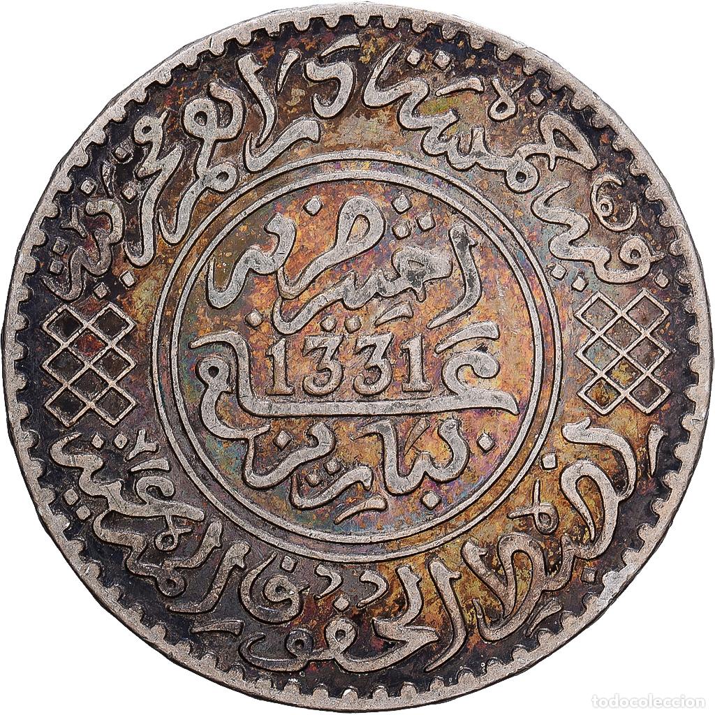 Monedas antiguas de &Aacute;frica: [#1167652] Marruecos, Yusuf, 1/2 Rial, 5 Dirhams, AH 1331/1913, bi-Bariz, Plata, MBC, KM:32