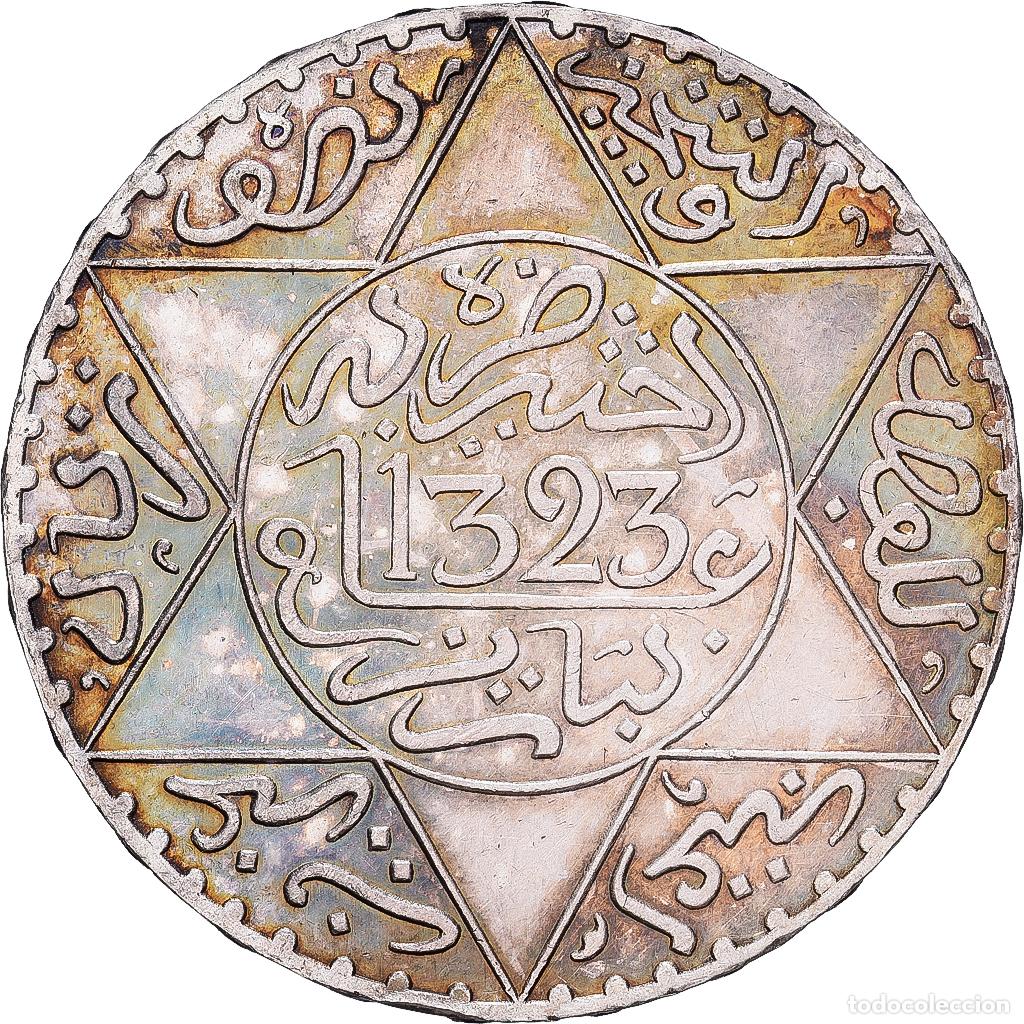 Monedas antiguas de &Aacute;frica: [#1202992] Marruecos, 'Abd al-Aziz, 1/2 Rial, 5 Dirhams, 1905/AH 1323, Paris, Plata, EBC