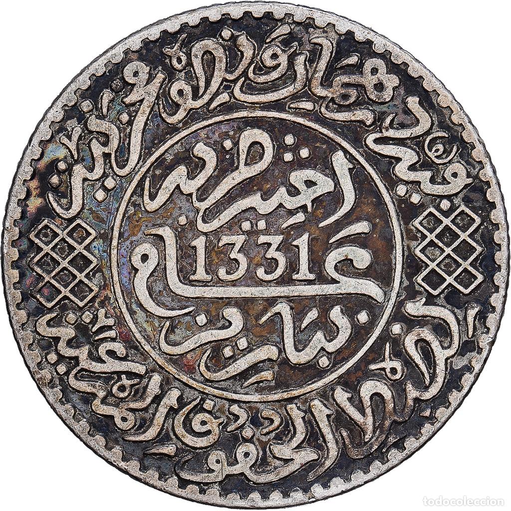 Monedas antiguas de &Aacute;frica: [#1167805] Marruecos, Yusuf, 1/4 Rial, 2-1/2 Dirhams, 1912, bi-Bariz, Plata, BC+