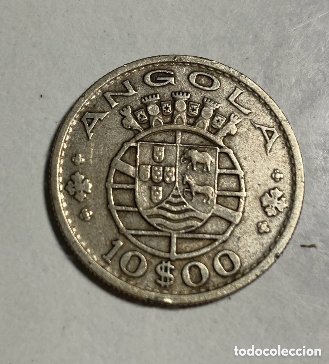 Monedas antiguas de &Aacute;frica: 10 escudos Angola Portuguesa 1952. Plata.