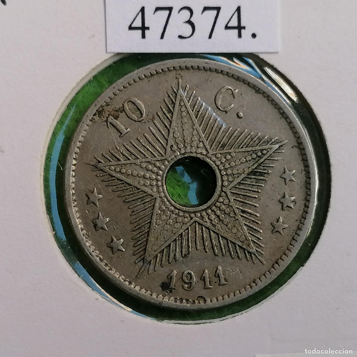 Monedas antiguas de &Aacute;frica: Congo Belga 10 c&eacute;ntimos 1911 - Foto 1