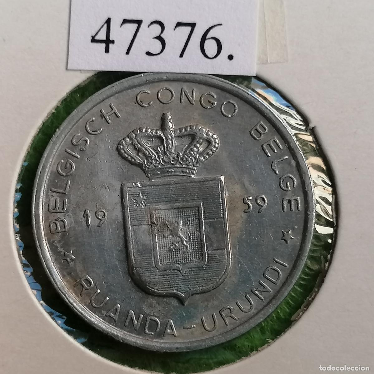 Monedas antiguas de &Aacute;frica: Congo Belga, 1 franco 1959, Ruanda Urundi