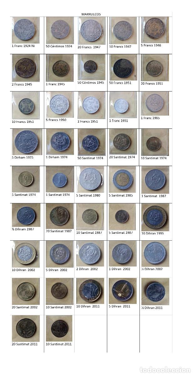 Monedas antiguas de &Aacute;frica: Coleci&oacute;n de 42 monedas de Marruecos desde 1924 fotos reales