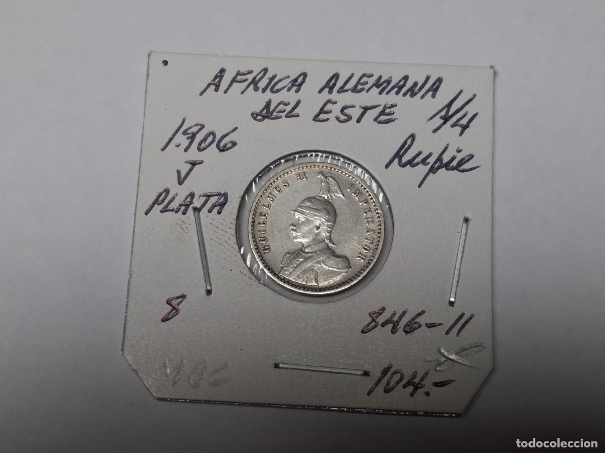 Monedas antiguas de &Aacute;frica: 1/4 de RUPIA de PLATA de 1906 J KM 8 AFRICA ALEMANA DEL ESTE en MBC