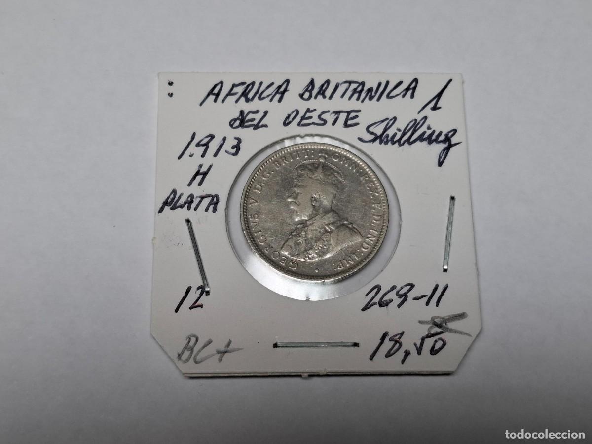 Monedas antiguas de &Aacute;frica: 1 SHILLING de PLATA de 1913 H KM 12 AFRICA BRITANICA DEL OESTE en BC+
