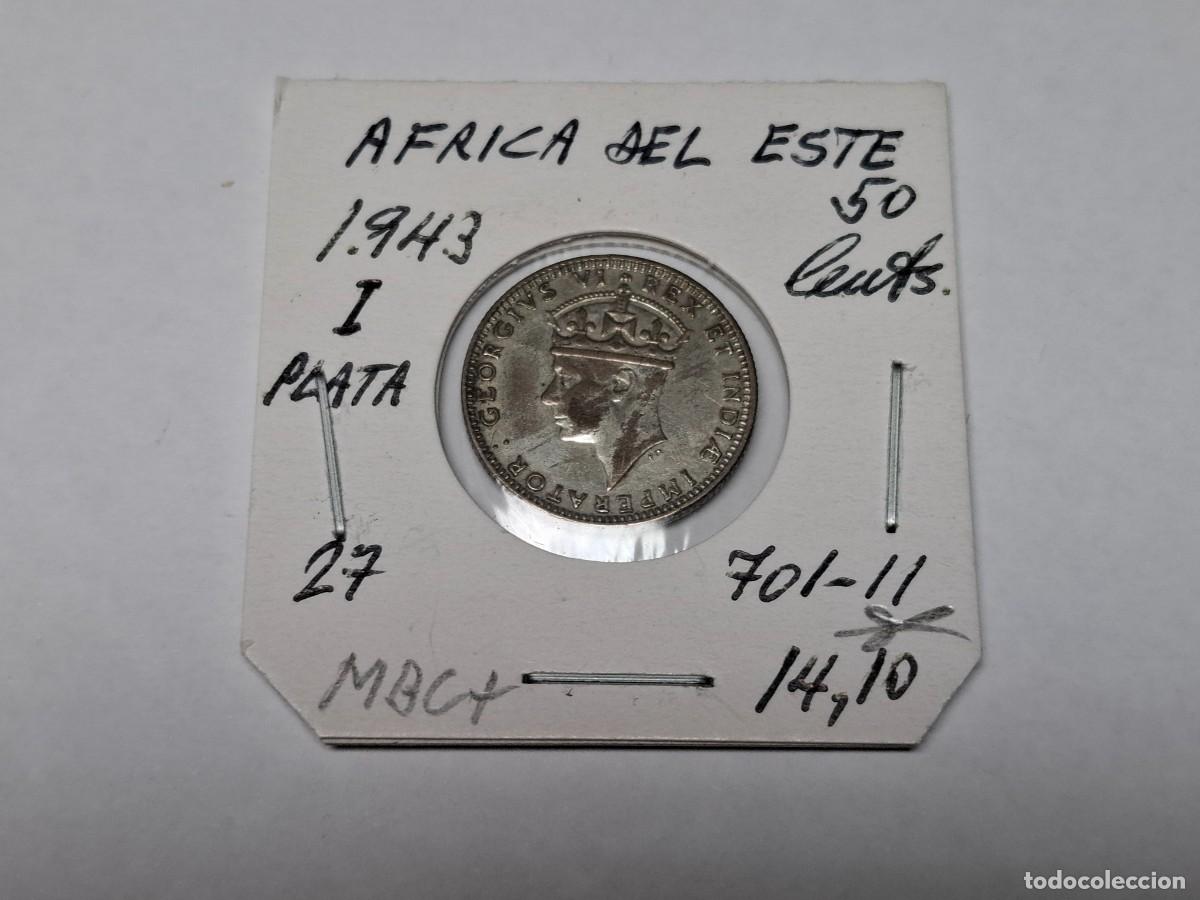 Monedas antiguas de &Aacute;frica: 50 CENTS. de PLATA de 1943 I KM 27 AFRICA DEL ESTE en MBC+