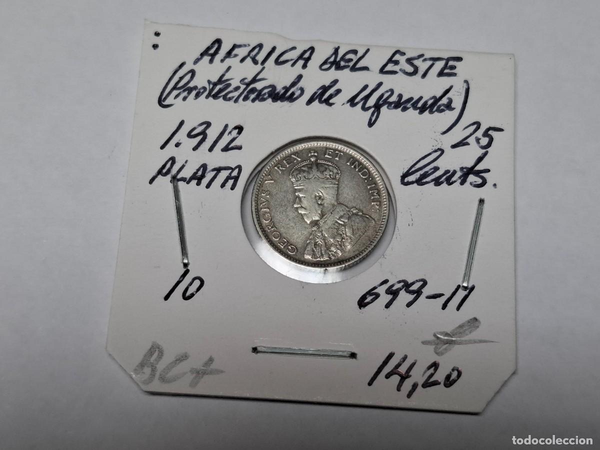 Monedas antiguas de &Aacute;frica: 25 CENTS. de PLATA de 1912 KM 10 AFRICA DEL ESTE en BC+