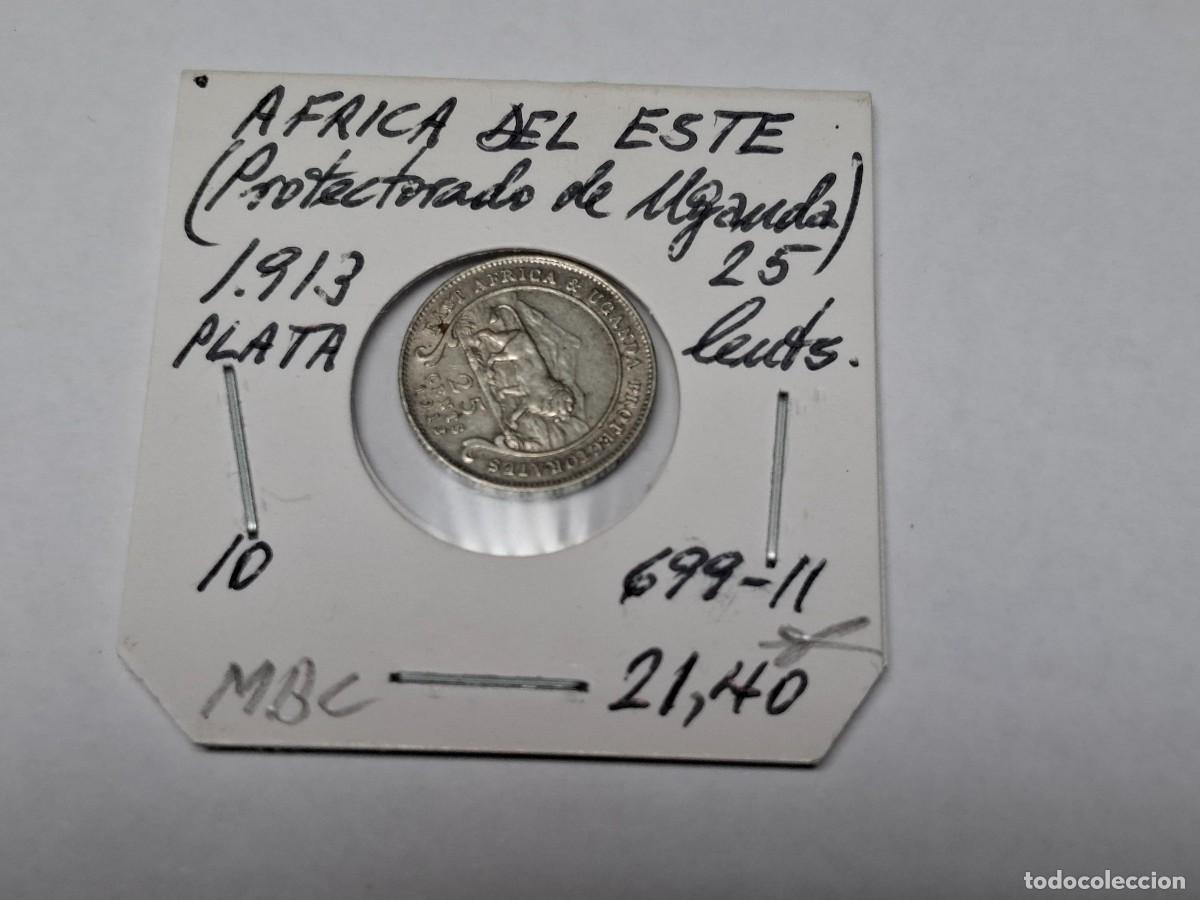 Monedas antiguas de &Aacute;frica: 25 CENTS. de PLATA de 1913 KM 10 AFRICA DEL ESTE en MBC