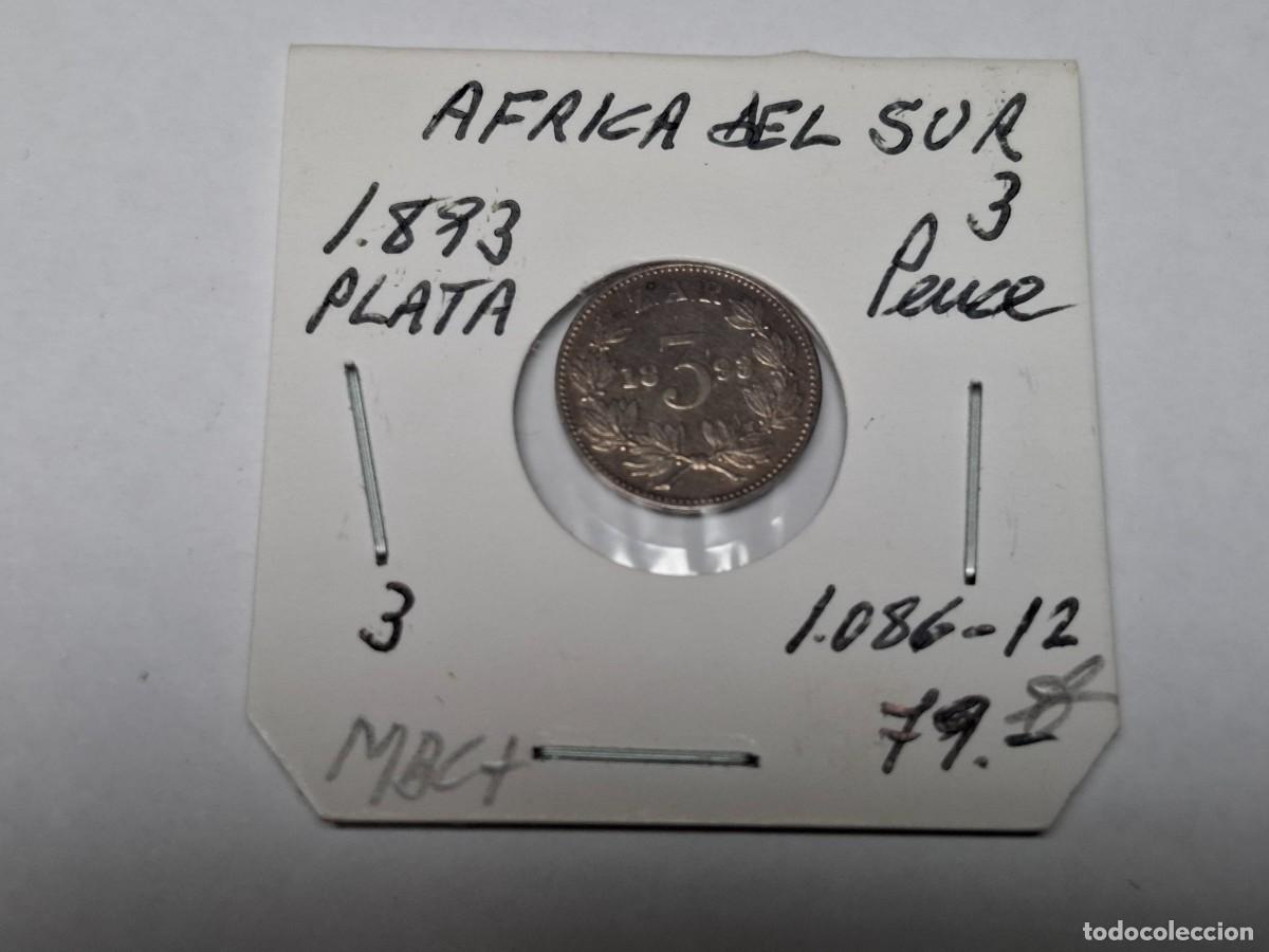 Monedas antiguas de &Aacute;frica: 3 PENCE de PLATA de 1893 KM 3 AFRICA DEL SUR en MBC+
