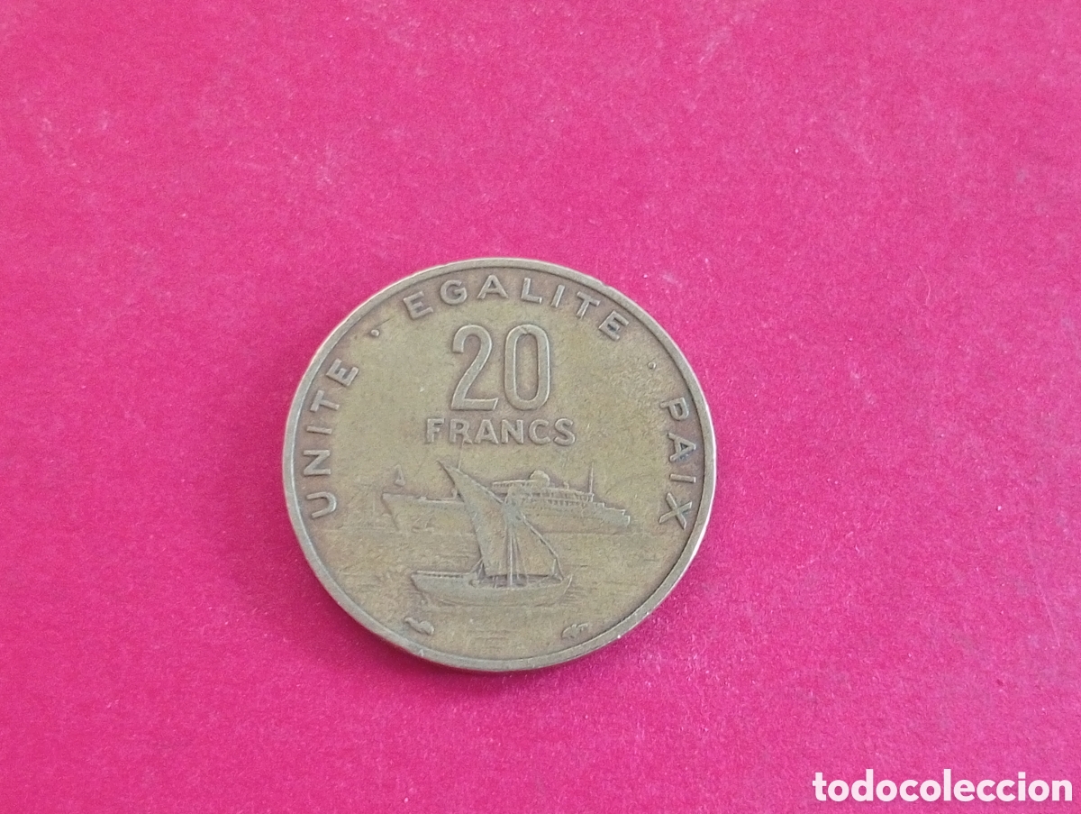 Monedas antiguas de &Aacute;frica: 20 francos de Djibouti 1977