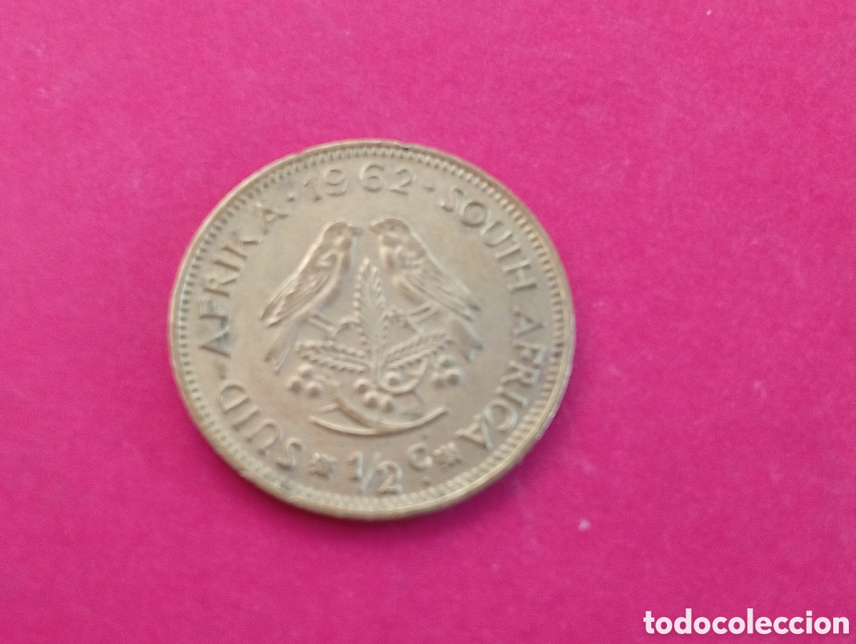Monedas antiguas de &Aacute;frica: 1/2 cent de Sud&aacute;frica 1962