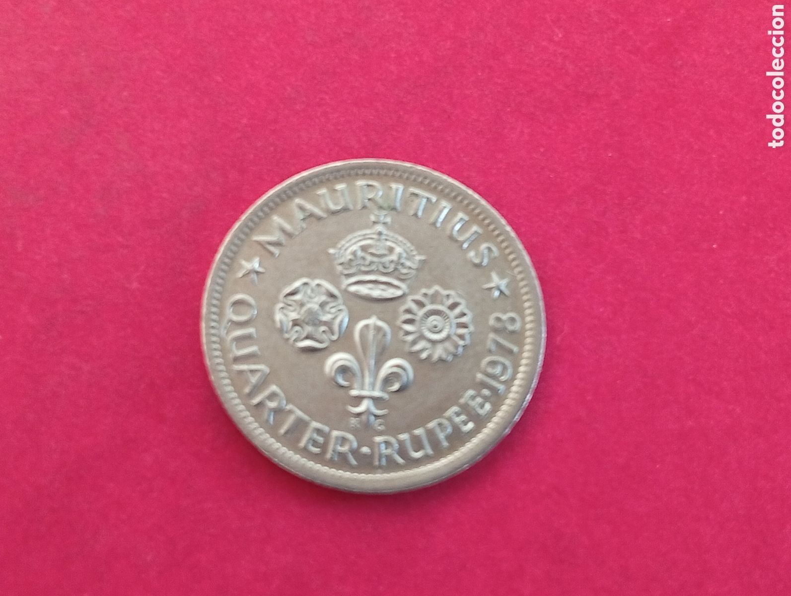 Monedas antiguas de &Aacute;frica: 1/4 rupia de Mauricio 1978