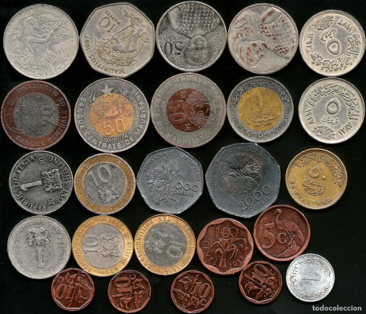 Monedas antiguas de &Aacute;frica: LOTE DE 25 MONEDAS AFRICANAS CIRCULADAS (VER LISTADO)