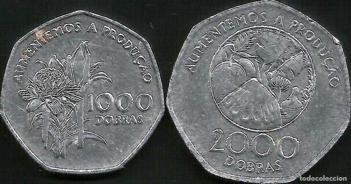 Monedas antiguas de &Aacute;frica: SANTO TOME Y PRINCIPE 1997 - 1000 Y 2000 DOBRAS - KM 90 Y 91 - CIRCULADAS