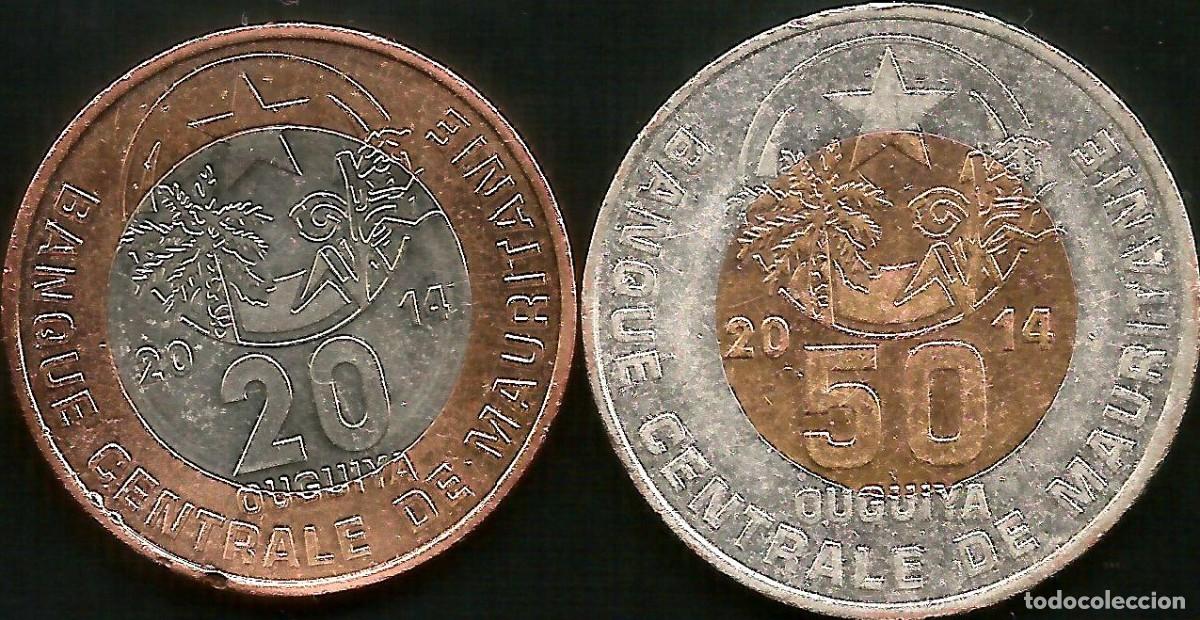 Monedas antiguas de &Aacute;frica: MAURITANIA 2014 - 20 Y 50 OUGUIYAS - KM 8 Y 9 - CIRCULADAS
