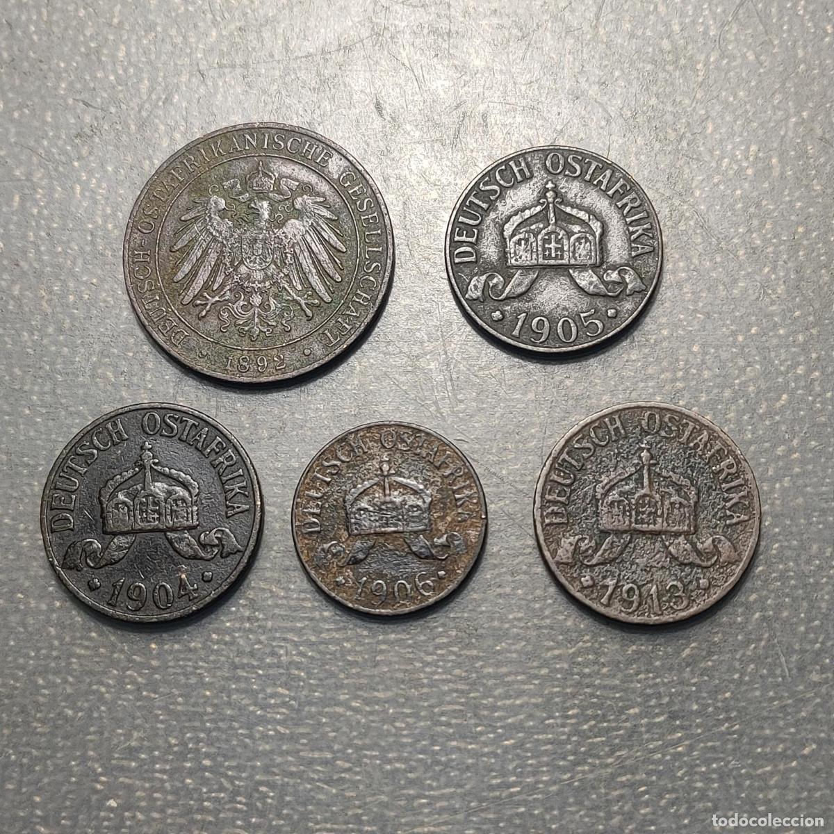 Monedas antiguas de &Aacute;frica: AFRICA ORIENTAL ALEMANA LOTE DE 5 MONEDAS