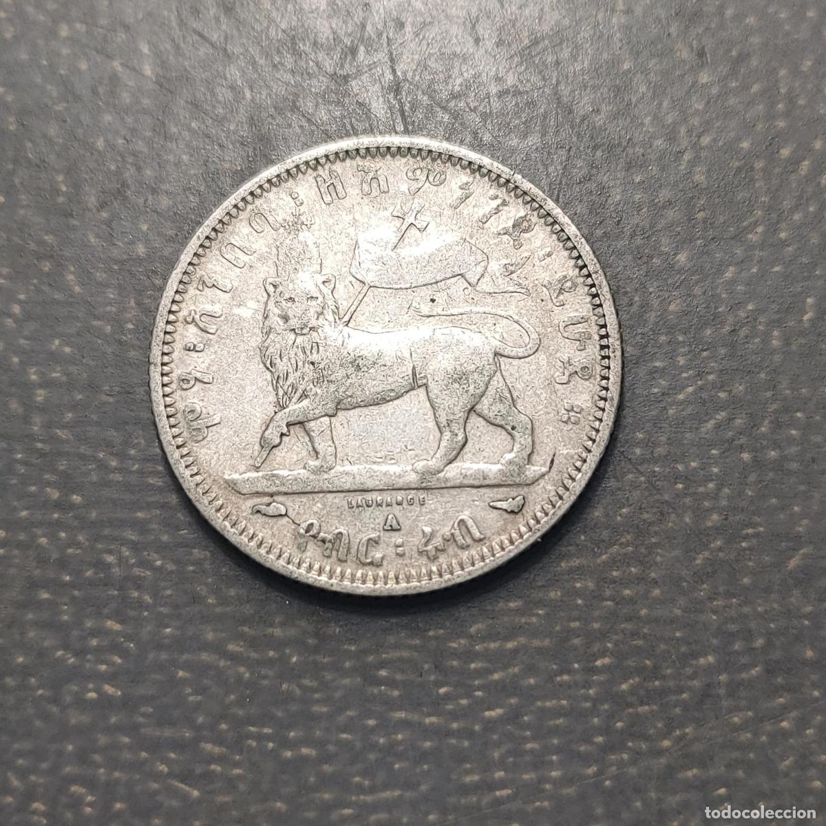 Monedas antiguas de &Aacute;frica: ETIOPIA ETHIOPIA MENELIK II 1/4 BIRR 1895