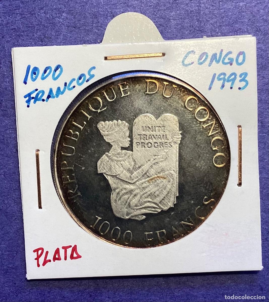 Monedas antiguas de &Aacute;frica: 100 Francos plata Congo 1993 - Foto 1
