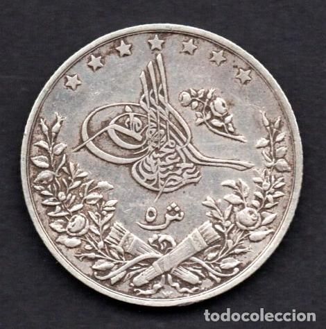 Monedas antiguas de &Aacute;frica: EGIPTO - 5 QIRSH de PLATA - 1884 - 1293 (10)