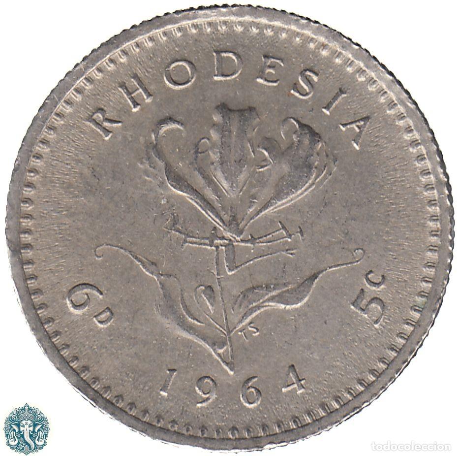 Monedas antiguas de &Aacute;frica: RODESIA 6 Peniques 5 Centavos 1964 KM#1 RHODESIA