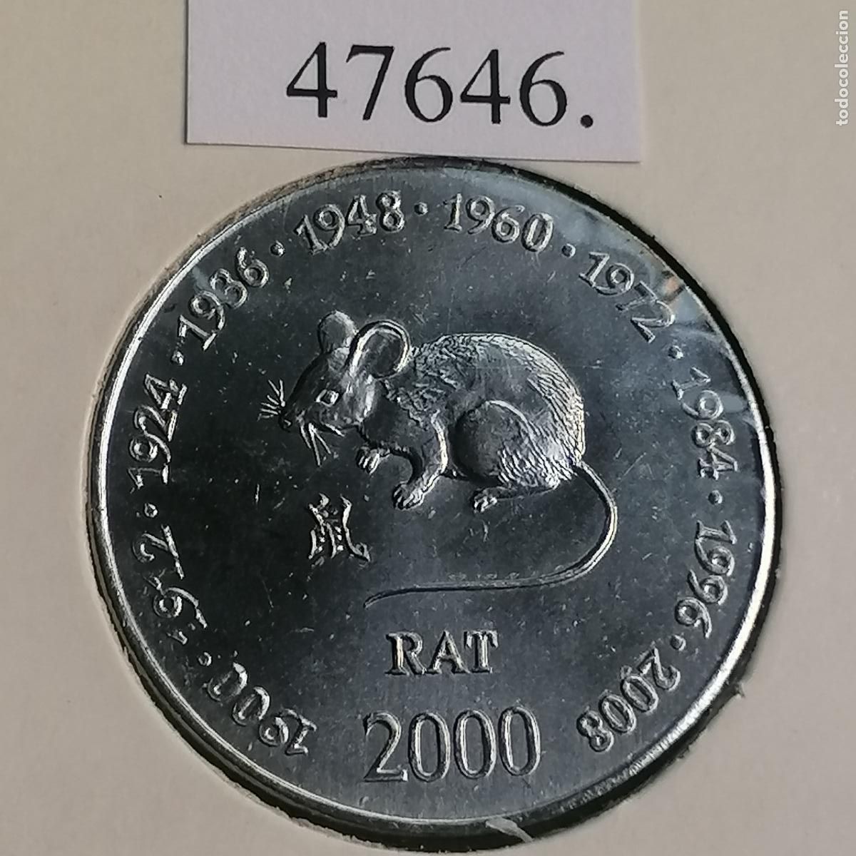Alte M&uuml;nzen aus Afrika: Somalia 10 shillings 2000, hor&oacute;scopo chino, rata, scellini, chelines