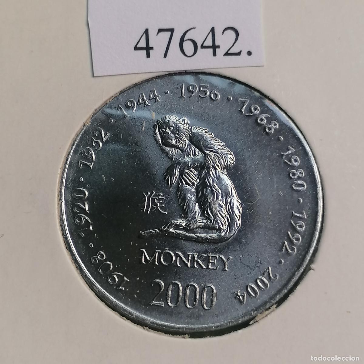 Alte M&uuml;nzen aus Afrika: Somalia 10 shillings 2000, hor&oacute;scopo chino, mono, scellini, chelines
