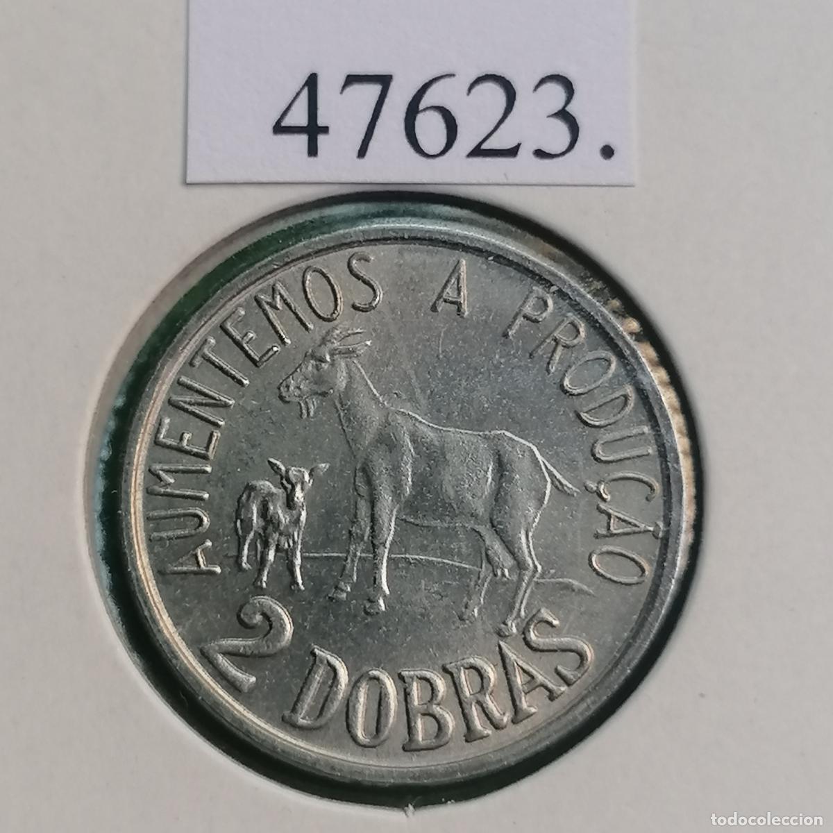 Monedas antiguas de &Aacute;frica: Santo Tom&eacute; y Pr&iacute;ncipe, 2 dobras 1977, e Prince