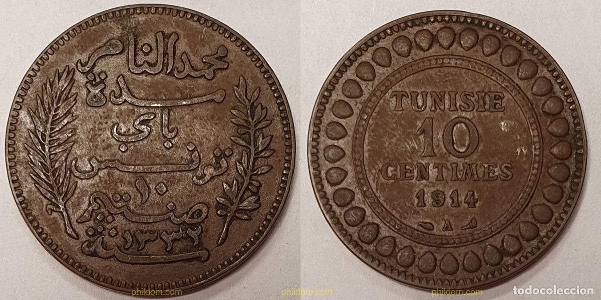 Alte M&uuml;nzen aus Afrika: 1183 TUNEZ 1914 TUNISIA 1914 - 10 CTS