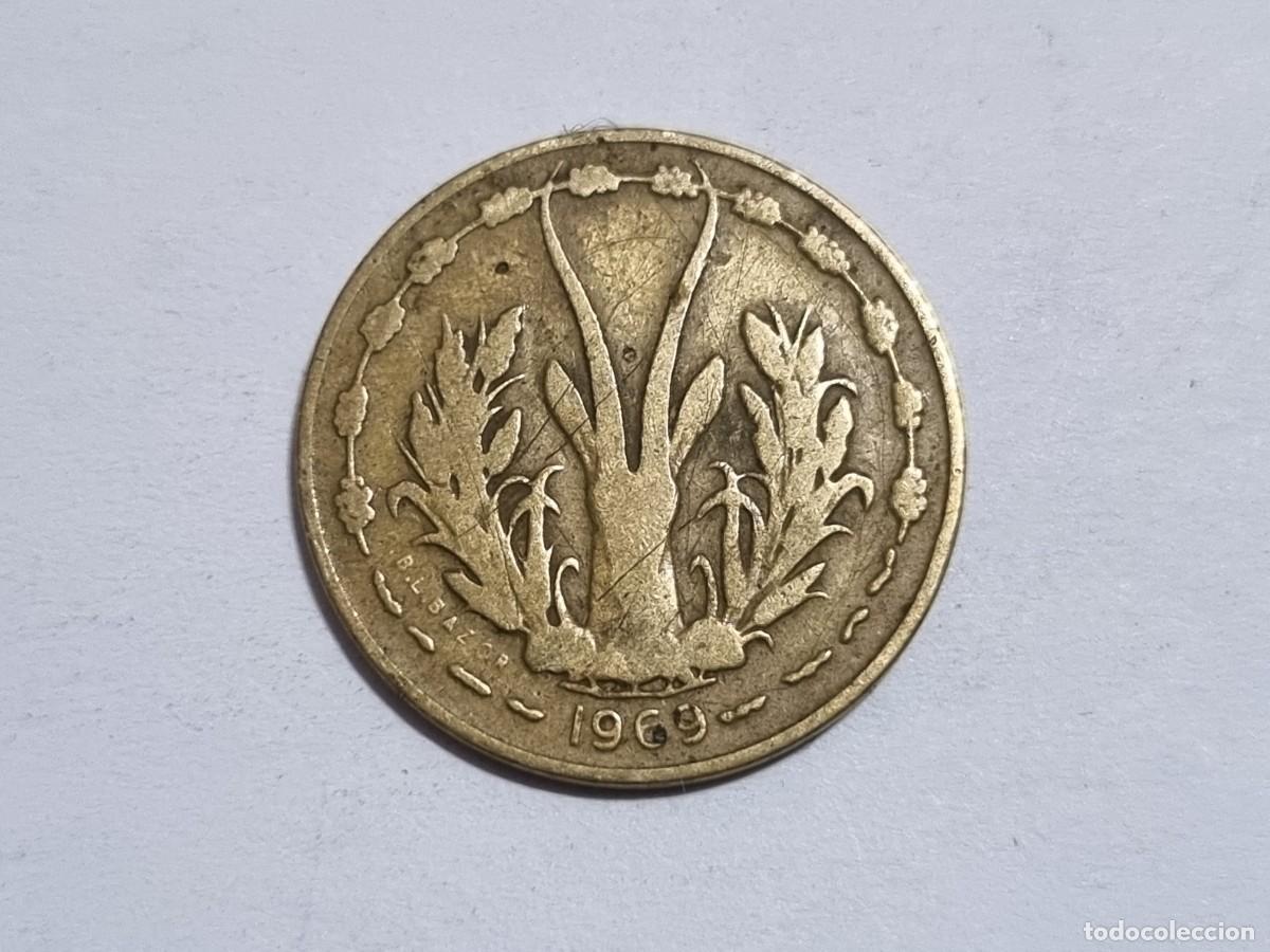 Monedas antiguas de &Aacute;frica: Antigua Moneda Africana 1969 Africa 5 Francos Coleccionista