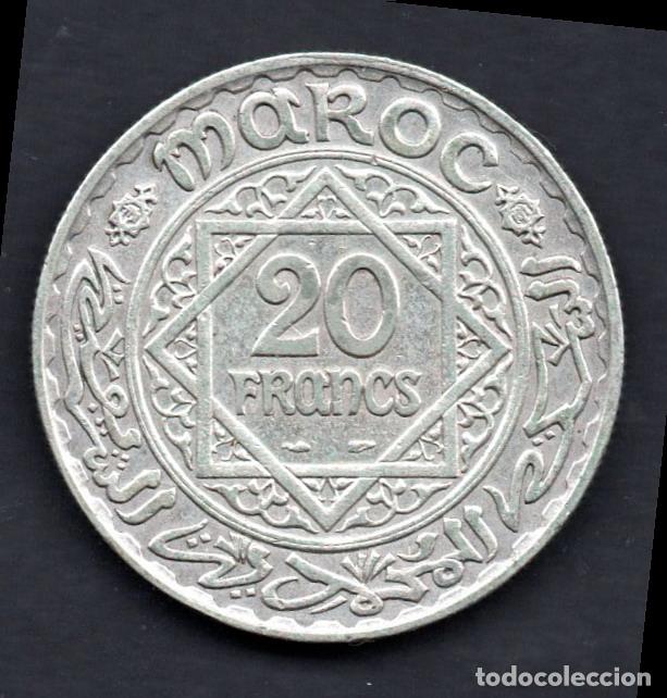 Monedas antiguas de &Aacute;frica: MARRUECOS - 20 FRANCOS de PLATA 1352
