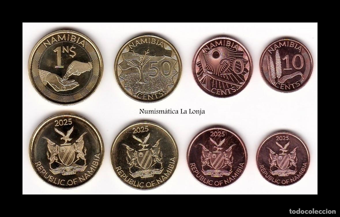 Monedas antiguas de &Aacute;frica: Namibia Set 4 monedas 10 20 50 Centavos 1 D&oacute;lar 2025 Km Nuevo Sc Unc