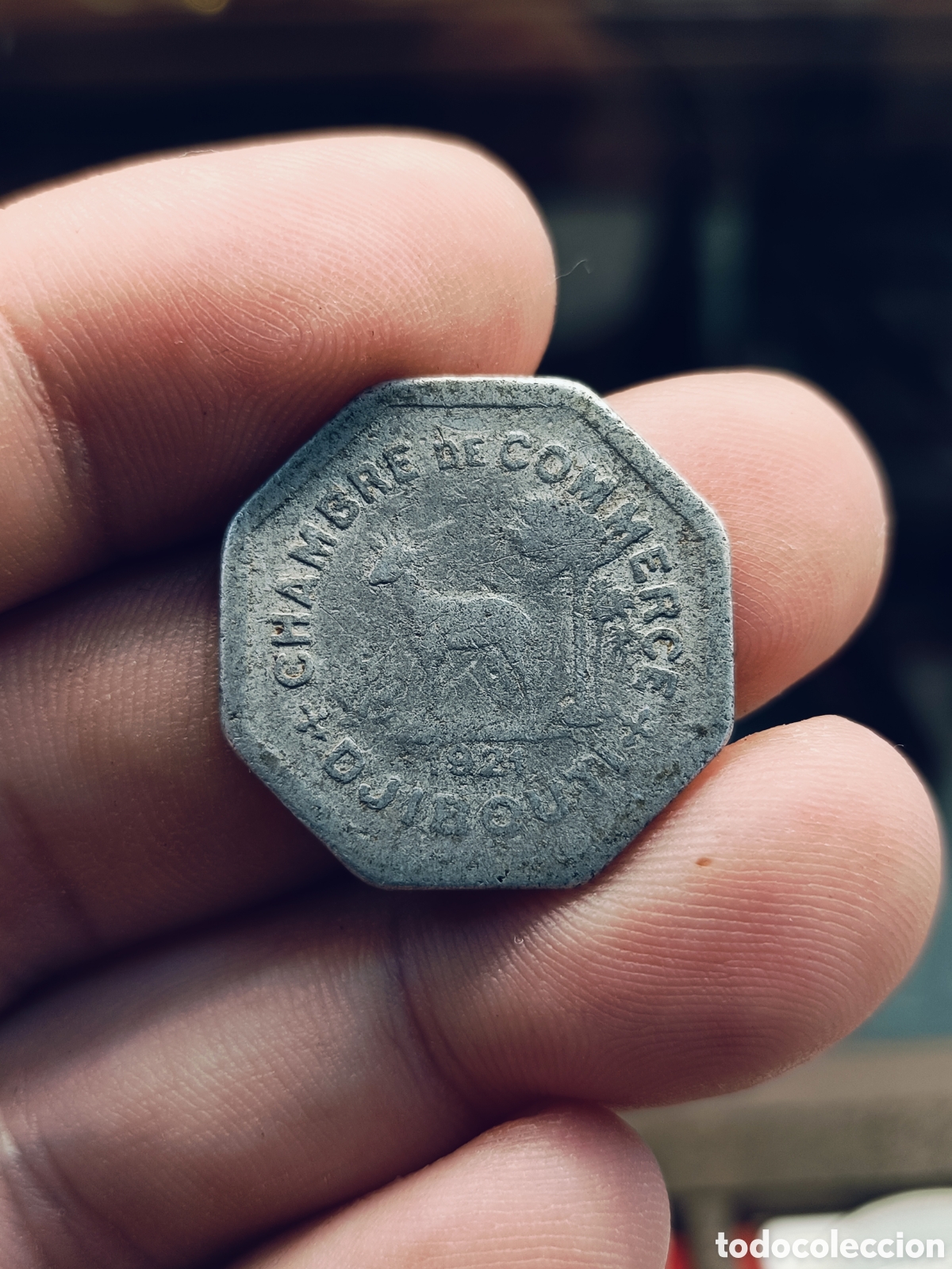 Monedas antiguas de &Aacute;frica: MUY RARA . MONEDA DE EMERGENCIA. 25 CENTIMOS . YIBUTI A&Ntilde;O 1921 . ALUMINIO