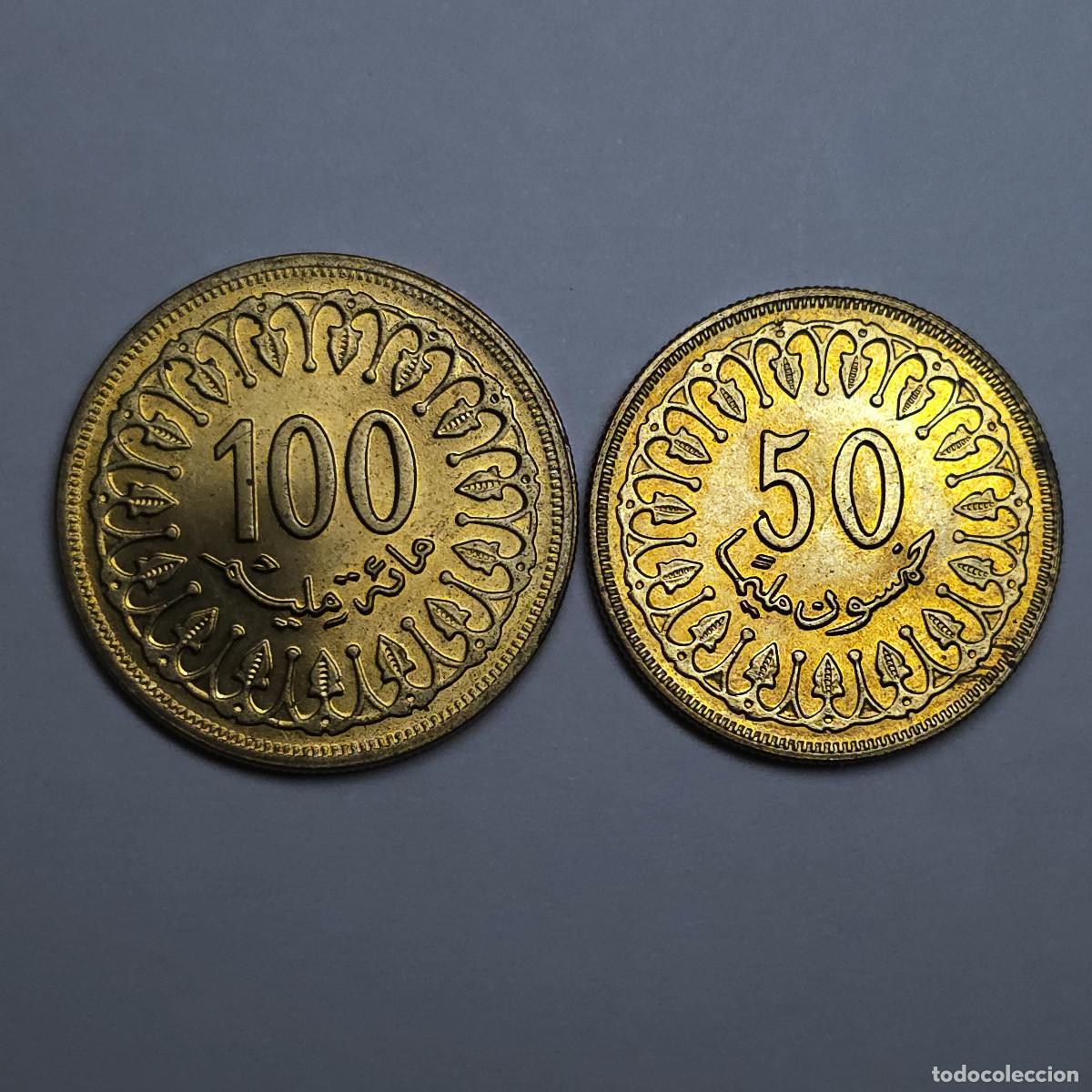 Monedas antiguas de &Aacute;frica: LOTE 2 MONEDAS TUNEZ 50 Y 100 MILLIMES 1983 SC