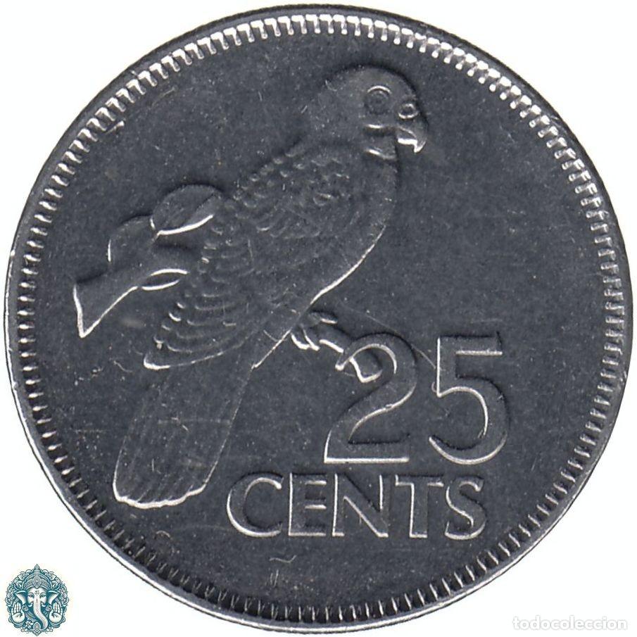 Monedas antiguas de &Aacute;frica: SEYCHELLES 25 Centavos 2012 Ceca Sud&aacute;frica Loro negro KM#49a