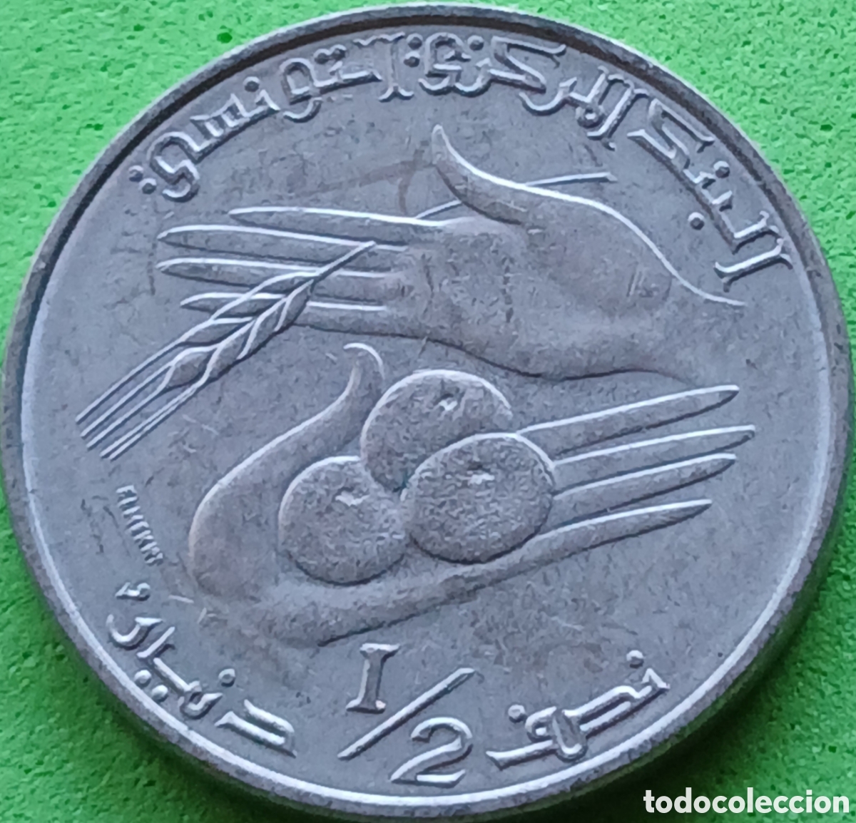 Monedas antiguas de &Aacute;frica: T&uacute;nez &frac12; dinar 1976 km#303