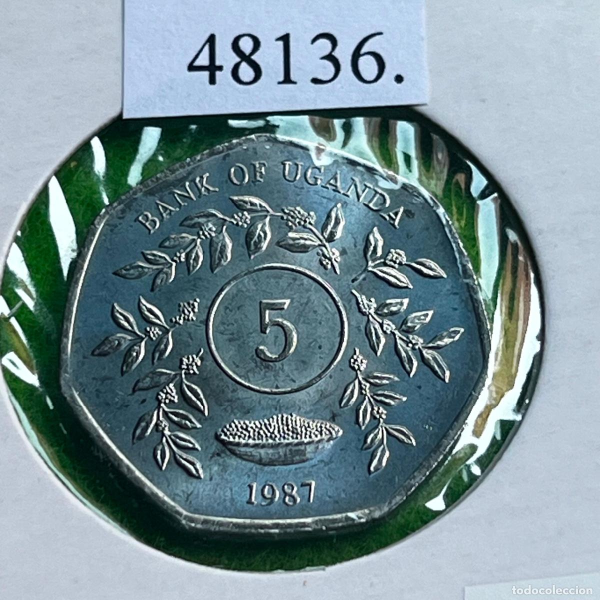 Monedas antiguas de &Aacute;frica: Uganda 5 shilling 1987, chelines