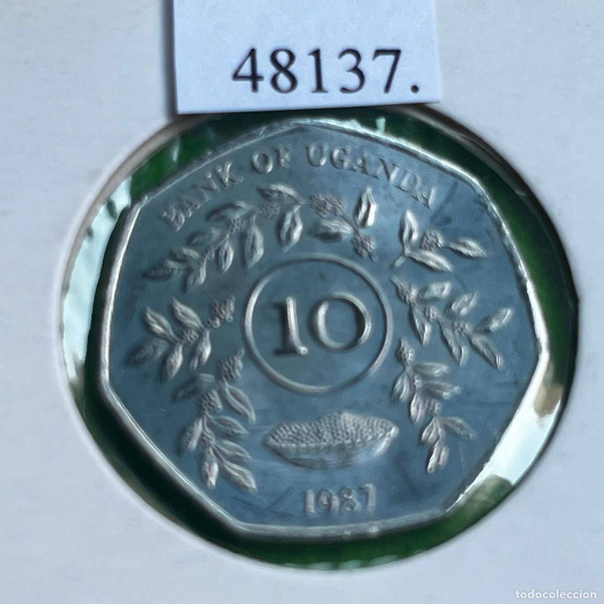 Monedas antiguas de &Aacute;frica: Uganda 10 shilling 1987, chelines