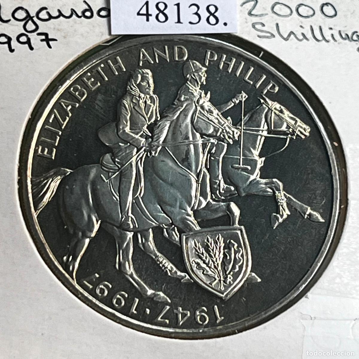 Monedas antiguas de &Aacute;frica: Uganda 2000 shilling 1997, Elisabeth & Phillip, chelines